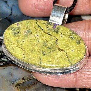 Yellow Green Atlantisite- Stitchtite Pendant 1 1/2”x2”